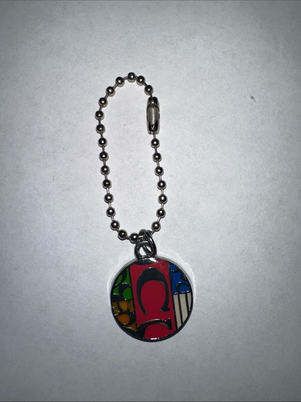 Coach multicolor and Silver Round Logo Tag Keychain
